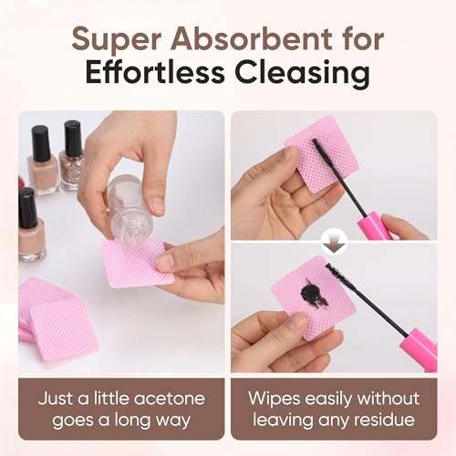 Lint-Free Nail Wipes Acetone Remover Pads for Gel Nails & Lash Extensions - 1200 Count