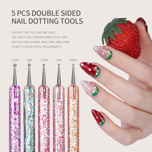 Fandamei 10PC Nail Art Kit with Striping Tape, Stickers & Brushes
