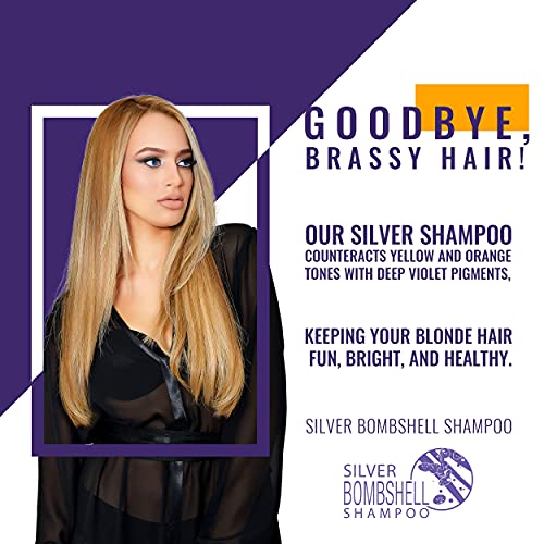 GK HAIR Global Keratin Purple Shampoo/Toner Silver Bombshell 280ml I Leave In Bombshell Cream (100ml/ 3.4 fl. oz)