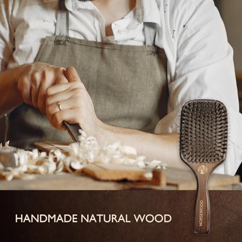 Norsewood Boar Bristle Hair Brush Set for All Hair Types