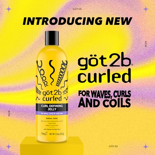 Got2B Curled Curl Defining Jelly, 15 Fl Oz, Curl Gel with 72-Hour Frizz Control, Locks in Moisture for Wavy, Curly & Coily Hair, Light Hold, No Crunch Vegan Formula with Vitamin E and Argan Oil