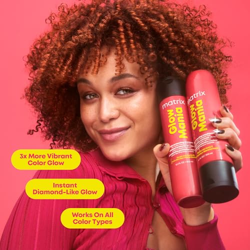 MATRIX Glow Mania Shampoo - Enhances Shine and Moisturizes, Preserves and Protects Color Vibrancy, For Dull and Color-Treated Hair, Sulfate-Free, With Glycolic Acid & Rosehip Oil