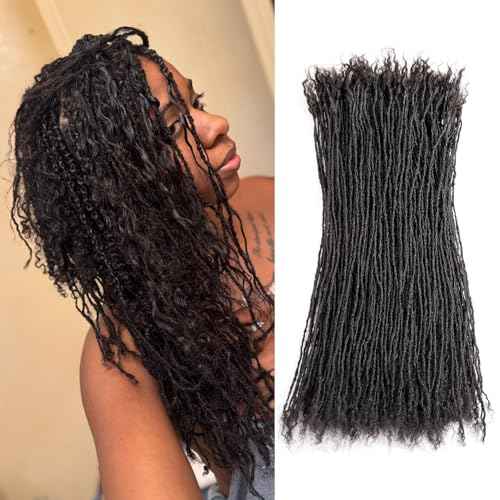 Originea Micro Locs Extesnions Human Hair 0.2cm Thickness Sisterlocks Curly Tips, Full Handmade Interlocking Permanent Soft Dreadlock Extensions Natural Looking Locs (1B# 0.2cm, 6 Inch 70 Strands)
