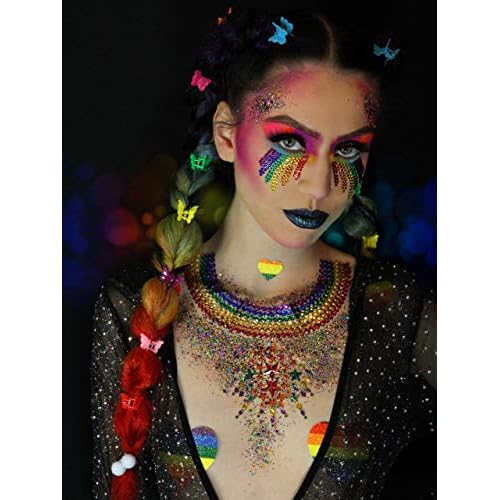 Neva Nude Face and Body Glitter Keychain - Chunky Glitter in Aloe for Festivals, Raves, and More | Cosmetic Grade | Super Sparkly (Rainbow Brite Multicolor Holographic Glitz Grenade)