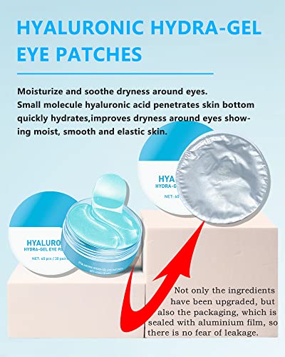 Under Eye Patches (60Pcs) - Upgraded Eye Mask Hyaluronic Acid & Collagen, Eye Treatment Mask, Under Eye Bag Treatment, Eye Mask for Puffy Eyes, Anti-Aging, Anti-Wrinkle, Under eye Dark Circles