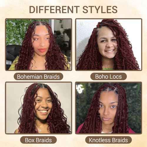 Human Braiding Hair for Boho Knotless Braids 3 Bundles 16 Inches 120g Deep Wave Bulk Human Hair for Braiding Hair Wet and Wavy 10A Brazilian Virgin Human Bohemian Hair for Braiding 99J