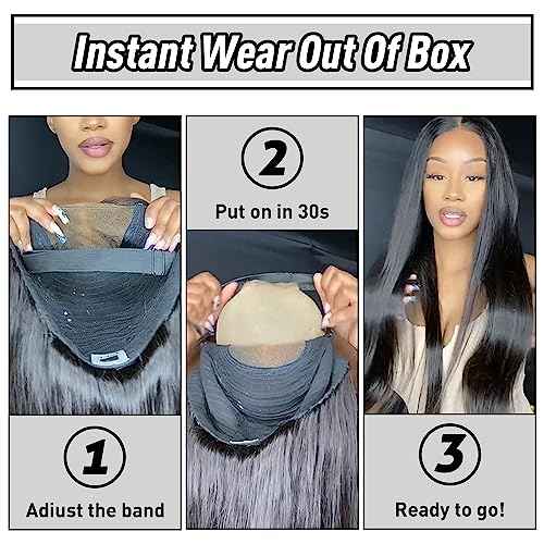 Wear and Go Glueless Bob Wig Human Hair Straight, 6x4 Pre-Cut HD Lace Glueless Wigs Pre-Plucked, Transparent Lace Front Closure Wigs for Women 180% Density 10 inch