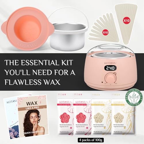 KOTAMU Hard Wax Kit for Women & Men - Hair Removal Warmer