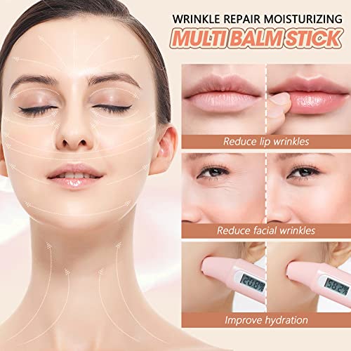 LOKFAR 1PCS Wrinkle Repair Moisturizing Multi Balm Stick, Anti-wrinkle Face Balm Eye Balm Body Hydrating Face Moisturizer, Wrinkle Balm Stick Face Skin Collagen Moisturizer for Dry Skin (7g/0.246 oz)