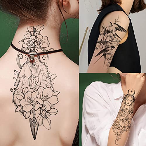 GLARYYEARS 48-Pack Waterproof Temporary Tattoos - 5-7 Day Wear