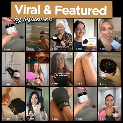 Exfoliating Glove Kessa Mitt Body Scrubber ? Dead Skin Remover Shower Glove for Deep Pore Cleansing, Black Soap, and Moisturizer with Argan Oil by Moroccan Source ? 3 Piece Spa Set Kit