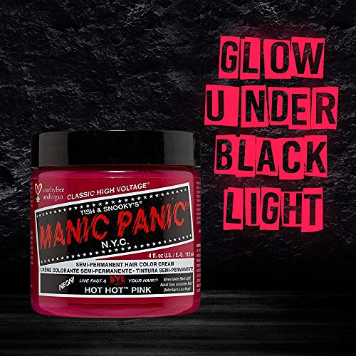 MANIC PANIC Classic Hot Hot Pink Semi Permanent Hair Color - Neon Pink Hair Dye for Women & Men That Lasts 4-6 Weeks - Vegan, Ammonia & Cruelty-Free - Create & Mix Custom Shades (4oz / 2pk)