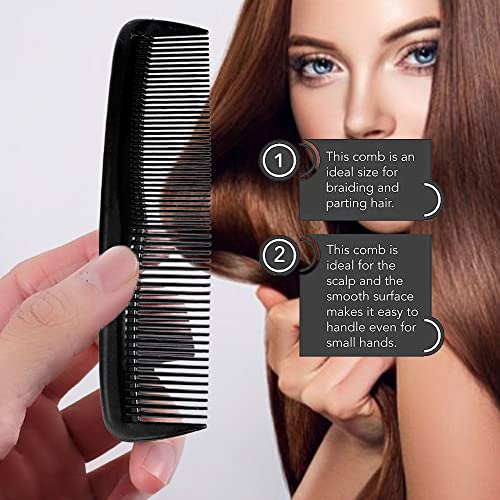 Black Unbreakable Hair Comb Set - Fine Tooth Styling Comb for Men & Women - 4 Pack