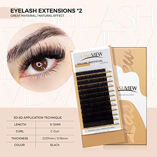LASHVIEW Lash Kit for Beginners 338pcs Lash Extension Kit Professional Mannequin Head With 7 Pairs Replaced Eyelids Silicone Training Set Include Mini Fan Dryer Makeup Natural Skin Color