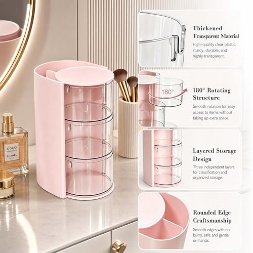 3-Tier Rotatable Hair Accessory Organizer - Clear & Compact