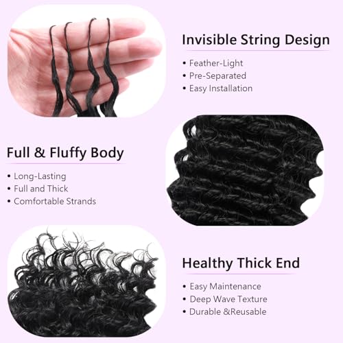 Kenkenten 18 Inch 100 Strands Human Hair Crochet Extensions Deep Wave 1B#