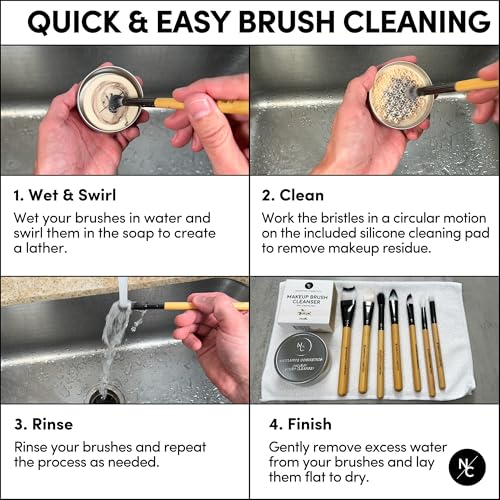 Makeup Brush Cleaner Soap with Silicone Scrubber Pad