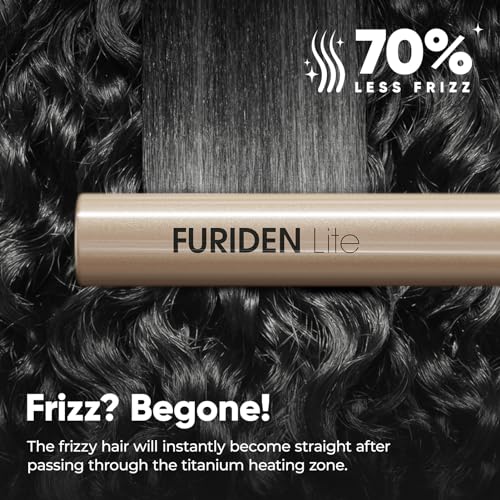 FURIDEN Nano Titanium Flat Iron - One Pass to Achieve a Silky, Shiny, Sleek Look | Add 85% of Shine | Eliminates 70% of Frizz