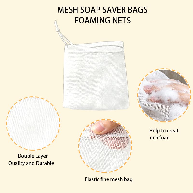 40 PCS Soap Saver Bags with Drawstring - Exfoliating Mesh