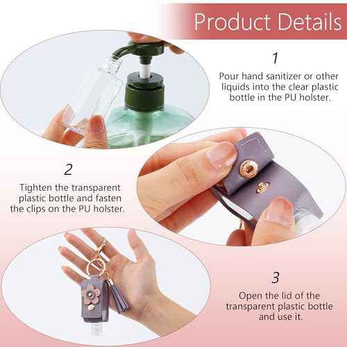 4Pcs Hand Sanitizer Keychain, 30ml Refillable Portable Hand Sanitizer for Toiletry Lotion Liquid Soap Shampoo