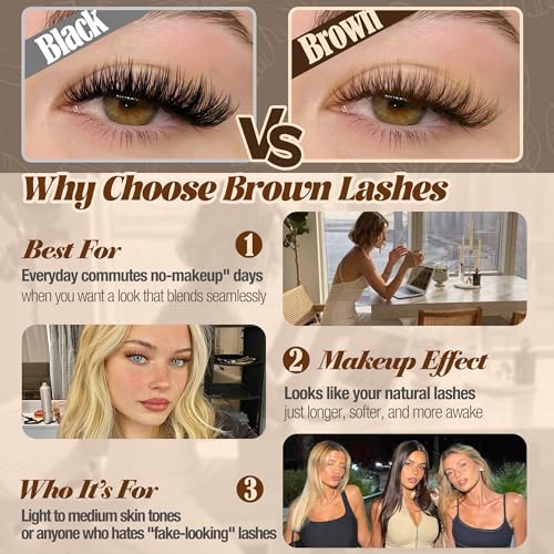 Brown Lash Clusters Wispy Eyelash Extensions by Lanflower