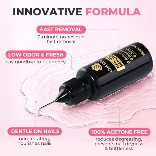 UNA GELLA 15g Nail Glue & 20ml Remover Kit for Press On & Gel Nails - Semi Nail Adhesive & Removal System