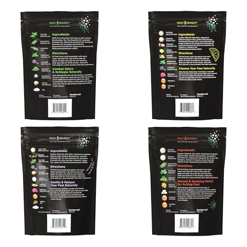 Daily Remedy Natural Foot Soak Salts Variety Pack - 4 Pack Epsom Soaks
