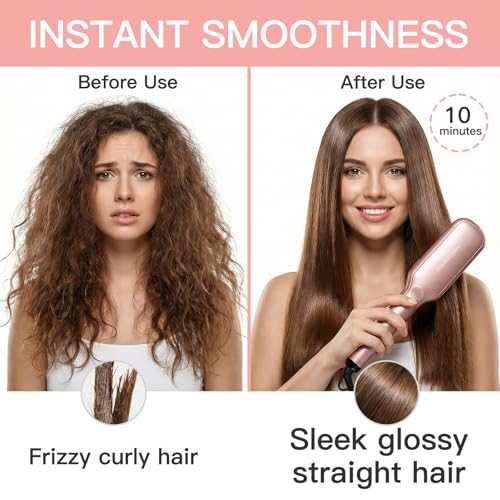 MegaWise Ionic Hair Straightener Brush – All Hair Types