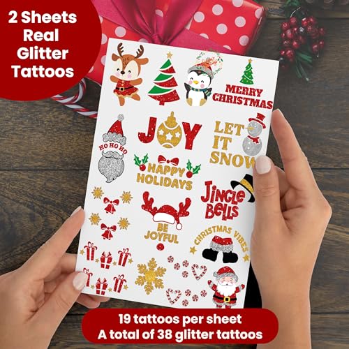Christmas Temporary Tattoos - Glitter & Metallic Designs