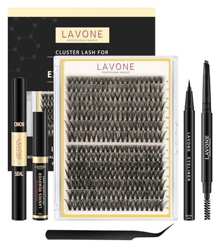 LAVONE DIY Lash Clusters Kit - 280pcs D Curl Eyelash Extensions
