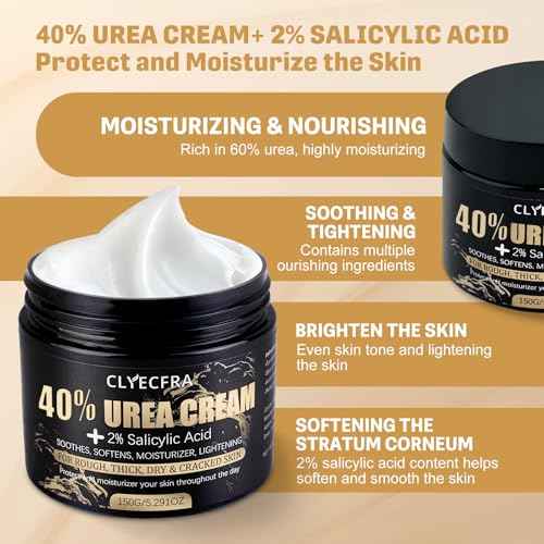 40% Urea Cream with 2% Salicylic Acid, Urea Cream 40 Percent for Feet & Hands- Maximum Strength Moisturizer for Rough, Dry, Thick & Cracked Skin, Callus Remover, Deep Hydration, 150g
