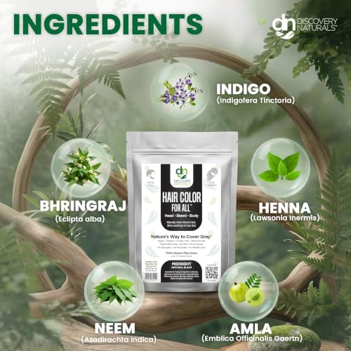 Midnight Black Henna Hair Color Kit - Natural Dye Powder