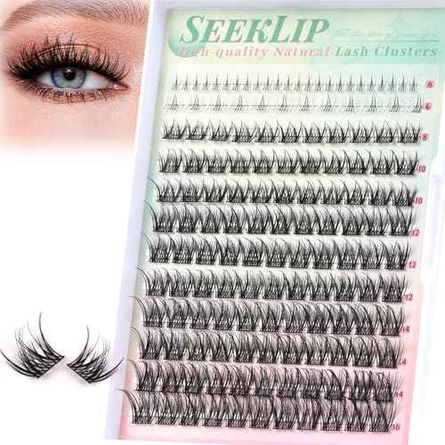 Wispy Lash Clusters 146pcs Natural Lashes Clusters with Bottom Lashes 6-16mm Lightweight Individual Eyelashes Soft Eyelashes Cluster with Thin Band DIY Natural Look Lash Extensions (Lilac)