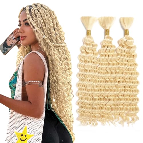 30 Inch Blonde Deep Wave Human Braiding Hair - 3 Bundles