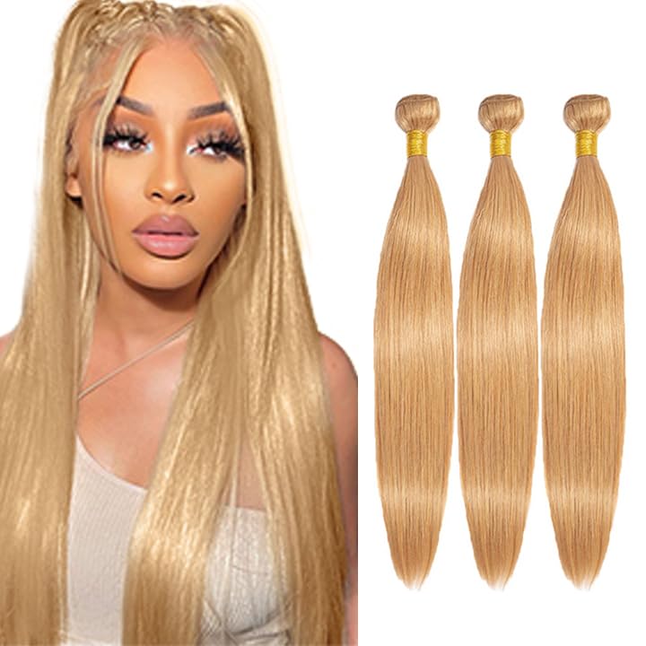 #27 Honey Blonde Straight Hair Bundles | 28-32" Peruvian Virgin