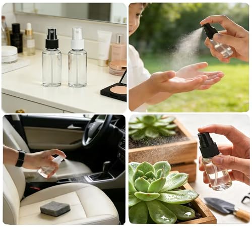Travel Spray Bottles 2 Pack - Refillable 1 Oz Plastic Mist Sprayers