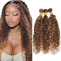 Honey Blonde P4/27 Water Wave Human Hair Bundles 14-18 Inch