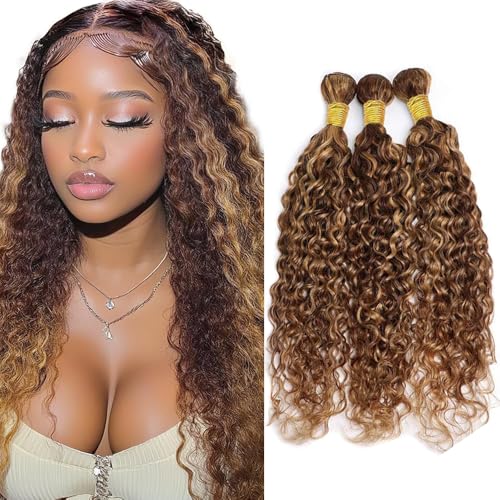 Honey Blonde P4/27 Water Wave Human Hair Bundles 14-18 Inch