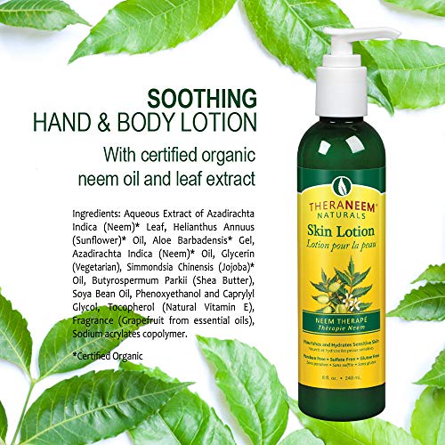 TheraNeem Neem Therap Skin Lotion | Calms, Nourishes and Hydrates Dry, Sensitive Skin with Organic Neem Oil, Vegan (8oz)