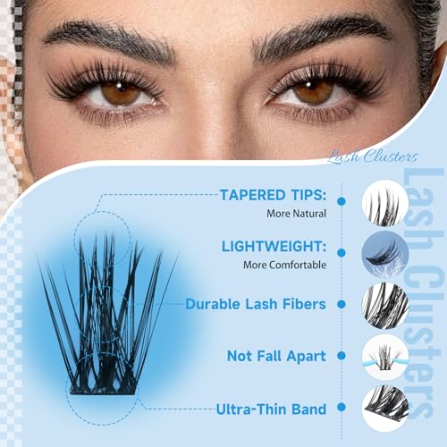 KevKev Lash Clusters 144 Pcs - 8-18mm Wispy DIY Eyelash Extensions