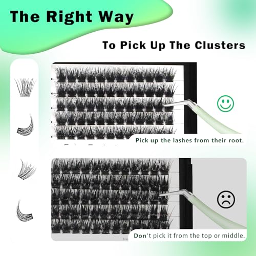 Bodermincer 120 Cluster Lashes D Curl Mixed Length Eyelash Extensions