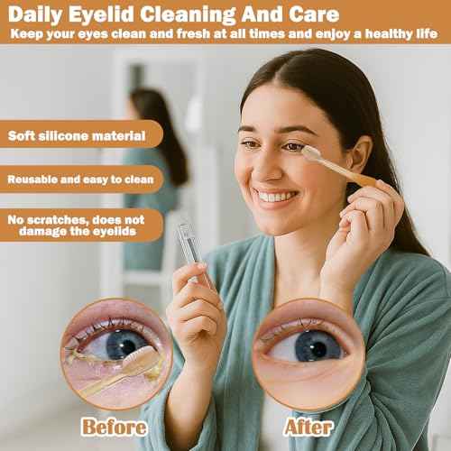 XANGNIER Soft Silicone Eyelid Cleanser Brush for Sensitive Eyelids,5 PCS Gently eyelid margin scrub Cleaning brush for Blepharitis,MGD,Dry Eyes Relief,Removes Dirt,Oil,Reusable Eye Cleaning Tool