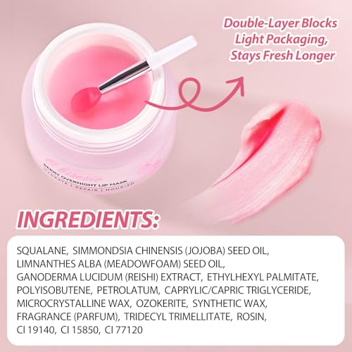 Lip Mask,Lip Balm,Overnight Lip Mask,Lip Cream,Lip Sleeping Mask,Enriched With Squalane And Jojoba Oil.A Long-Lasting,Deeply Nourishing Lip Treatment That Provides Intense Hydration Without Stickiness