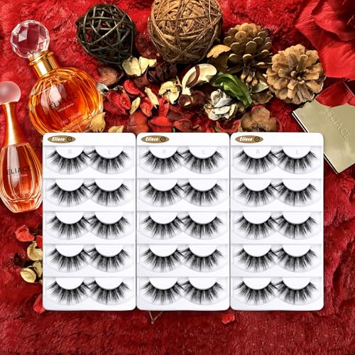 Eliace 3D Mink False Eyelashes 15 Pairs Wispy Cat Eye
