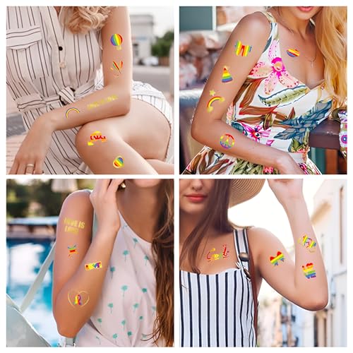 Rainbow Temporary Tattoos - 20 Sheets Pride Waterproof Body Art