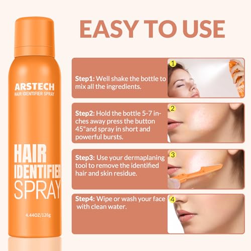 Hair Identifier Spray for Face Dermaplaning — Orange, 1 Pack by Arstech