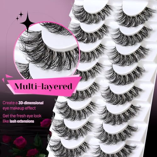 Veleasha Russian Strip Lashes D Curl 10 Pairs Pack