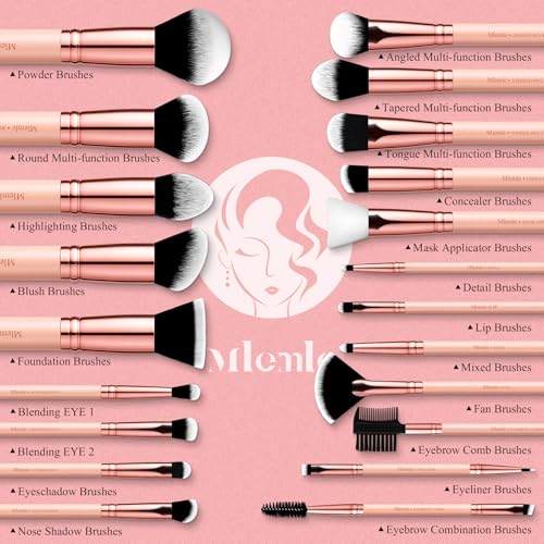 Mlemle 21-Piece Makeup Brush Set with Sponges & Powder Puff