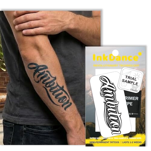 Ambition Script Temporary Tattoo – Waterproof Plant-Based Ink