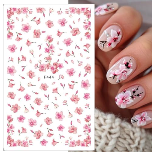 6 Sheets Heart Flowers Star Nail Stickers for Nail Art, Laser Silver Gold Star Flower Nail Decals 3D Self-Adhesive Nail Art Stickers Glitter Star Nail Art Design Decorations for Women DIY Nails Tip